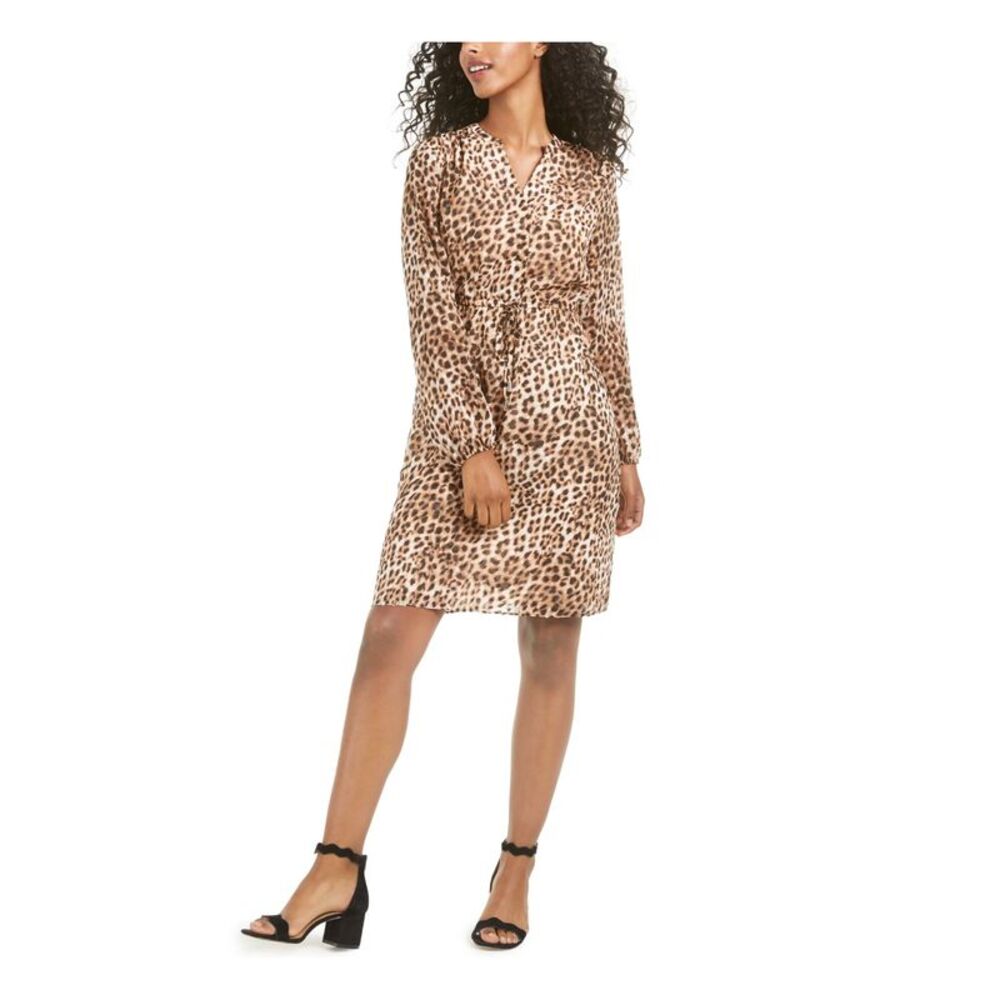 MAISON JULES Womens Brown Long Sleeve Shirt Dress Evening Dress XS